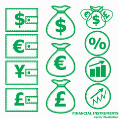 Financial Symbols. Vector illustration.