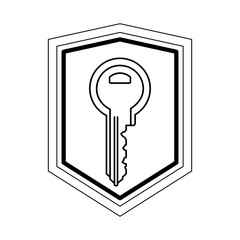 shield with key door isolated icon vector illustration design