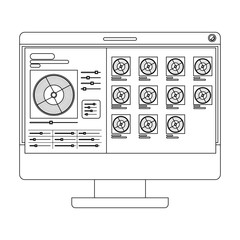 computer display with music software vector illustration design