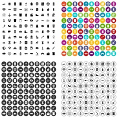 100 ecology icons set vector in 4 variant for any web design isolated on white
