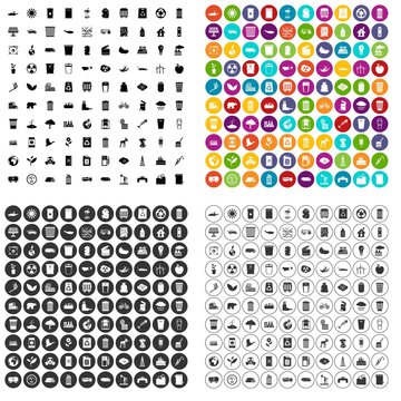 100 ecology icons set vector in 4 variant for any web design isolated on white