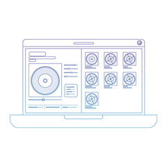 laptop computer with music player app vector illustration design