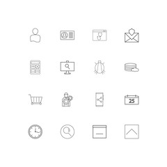 Business simple linear icons set. Outlined vector icons