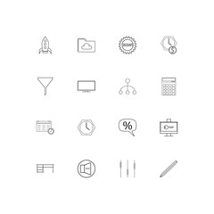 Business simple linear icons set. Outlined vector icons