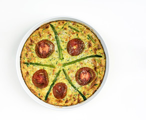 Zucchini Quiche with Tomatoes & Asparagus