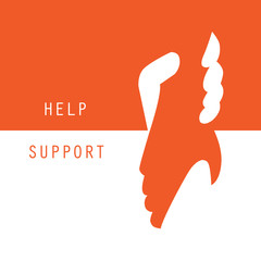 Help and support hands holding together vector graphic design background