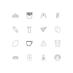 Food And Drink simple linear icons set. Outlined vector icons