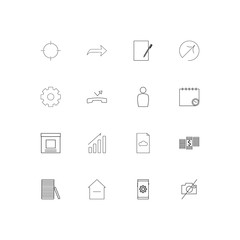 Interface simple linear icons set. Outlined vector icons