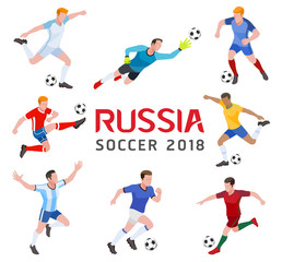 Fototapeta na wymiar Soccer football 2018 Russia. Group of soccer player. Vector illustration.