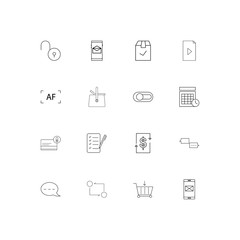 Interface simple linear icons set. Outlined vector icons