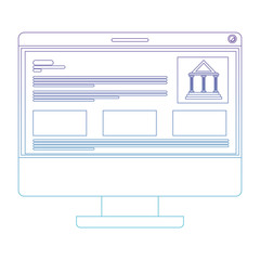 computer display with bank online vector illustration design
