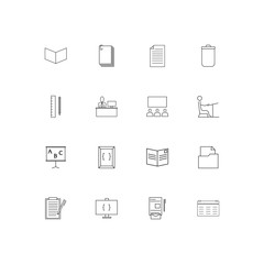 Office simple linear icons set. Outlined vector icons