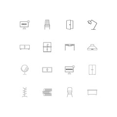 Furniture simple linear icons set. Outlined vector icons