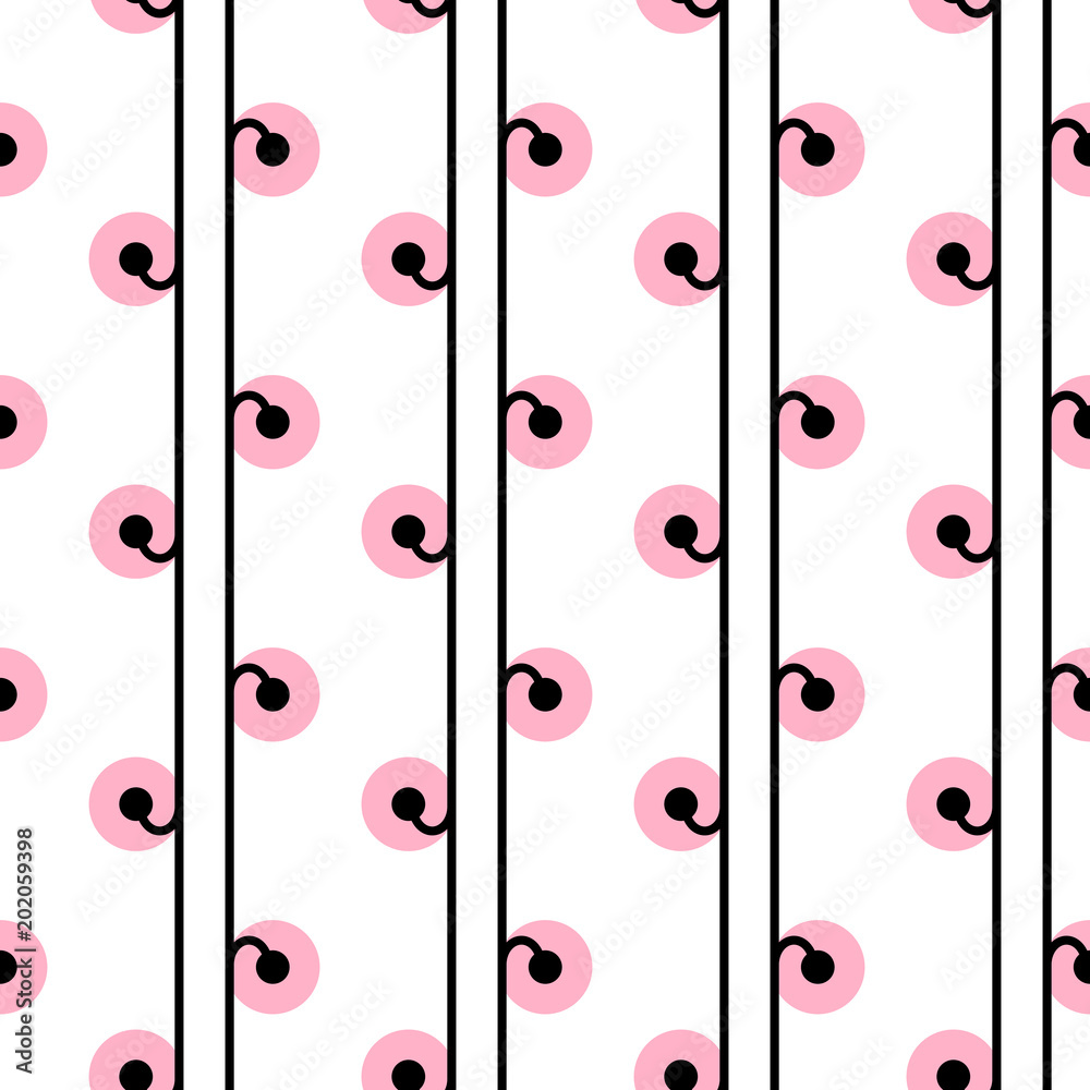 Wall mural seamless pattern. vector seamless pattern. seamless pattern with pink circles and hook shape .