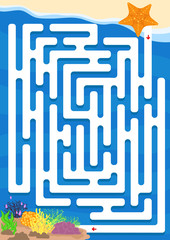 Help starfish back to the underwater. Maze game for kids