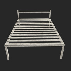 Base orthopedic wooden bed 3d render illustration on black background