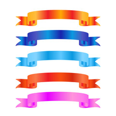 Set of multicolored ribbon banners.