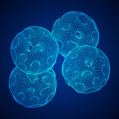 Abstract vector wireframe sphere globe with holes looks like small planet or asteroid. Vector low poly mesh illustration