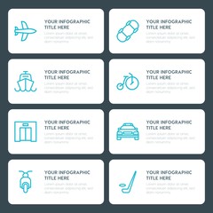 Flat transports, hotel, sports infographic timeline template for presentations, advertising, annual reports