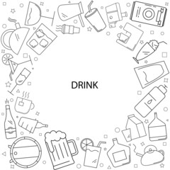 Drink background from line icon. Linear vector pattern
