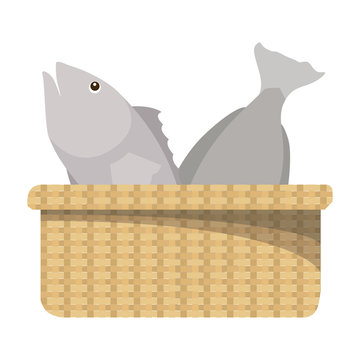 basket with fish icon vector illustration design Stock Vector