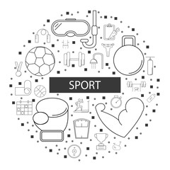 Sport background from line icon. Linear vector pattern