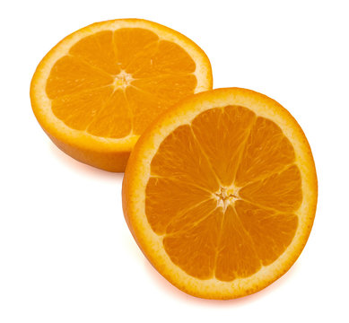 fresh organic orange fruit cutting isolate on white. with clipping path.