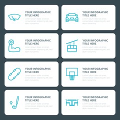 Flat transports, hotel, sports infographic timeline template for presentations, advertising, annual reports