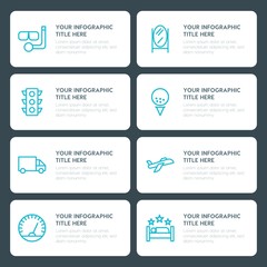 Fototapeta premium Flat transports, hotel, sports infographic timeline template for presentations, advertising, annual reports