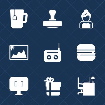 Premium set with fill icons. Such as table, media, post, coffee, package, beverage, work, couple, drink, sign, frame, bow, radio, mark, dress, photo, technology, love, certificate, burger, monitor