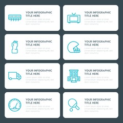 Flat transports, hotel, sports infographic timeline template for presentations, advertising, annual reports