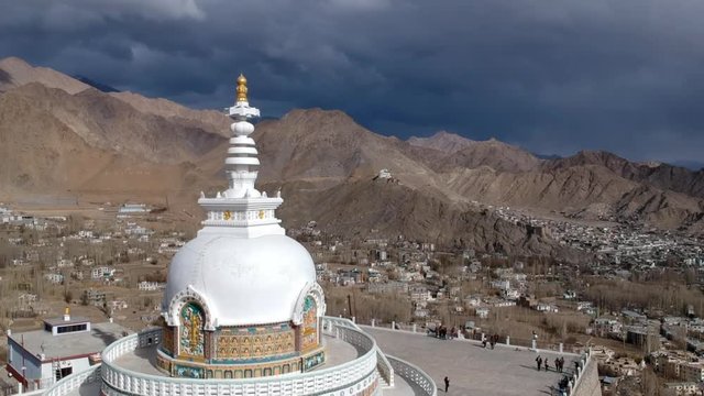 Shanti Stupa is a Buddhist white-domed stupa (chorten) on a hilltop in Chanspa, Leh district, Ladakh, in the north Indian state of Jammu and Kashmir