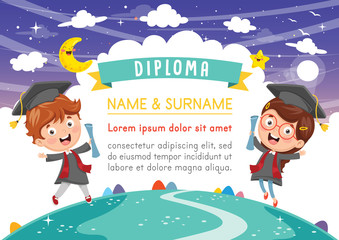 Vector Illustration Of Kids Diploma