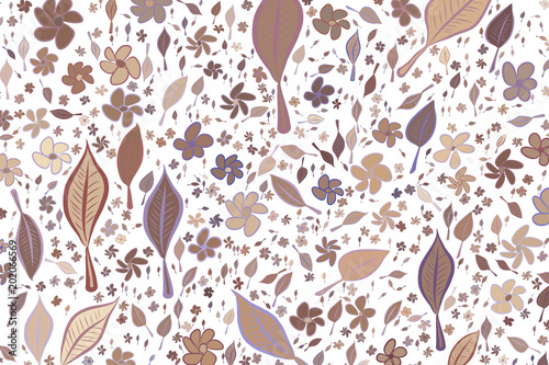 Abstract Leaves Flowers Illustrations Background Pattern
