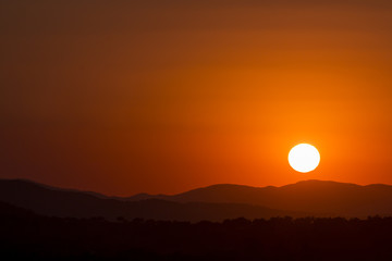 Silhouette of mountains at sunset