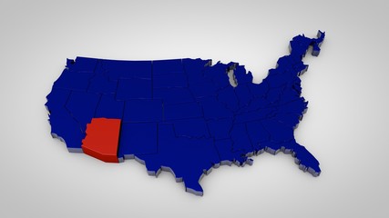 Fototapeta premium usa map with arizona map highlited 3d render