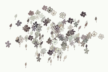 Abstract illustrations of leaves & flowers, conceptual pattern. Hand-drawn, art, wallpaper & template.