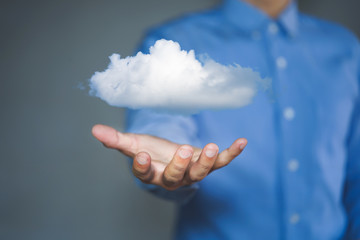 Cloud computing concept. Connect to cloud, Information technologist.