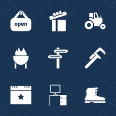 Premium set with fill icons. Such as present, christmas, bow, star, event, vehicle, reparation, retail, direction, banner, celebration, office, machinery, box, footwear, farm, open, agriculture, door