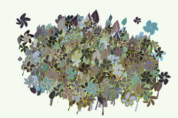 Abstract illustrations of leaves & flowers, conceptual pattern. Cover, backdrop, nature & wallpaper.