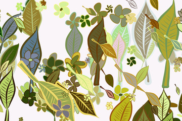 Illustrations of leaves & flowers. Background, abstract, shape & surface.