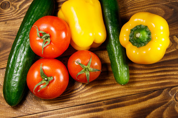 Heap of fresh vegetables on the kitchen table