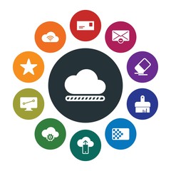 Fototapeta premium cloud and networking, cursors, design, email Infographic Colorful fill Icons Set. Contains such Icons as ink, internet, art, connection, delete, cloud, web and more. Fully Editable. Pixel Perfect