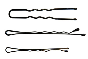 Set of hairpin and bobby pin macro isolated on white background