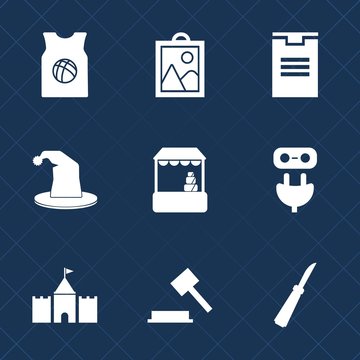 Premium set with fill icons. Such as power, tower, business, transportation, judge, shop, store, adapter, t-shirt, cart, circus, shipping, magician, knife, supermarket, package, basketball, fun, sign