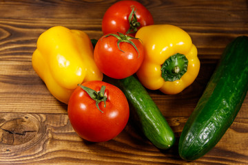 Heap of fresh vegetables on the kitchen table
