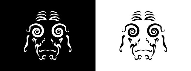 Tribal woman portrait, Woman portait in tribal style illustration in black and white