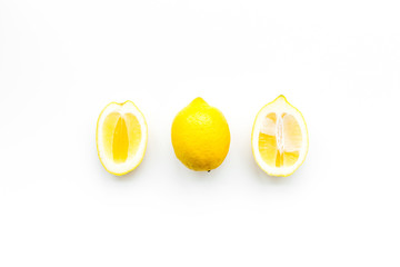 Layout made of lemons. Food concept. Lemon on white background top view copy space