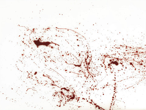 Fake blood splatter on white background