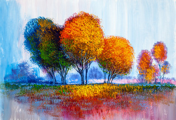 Bäume, Ölgemälde, künstlerischer Hintergrund © serge-b